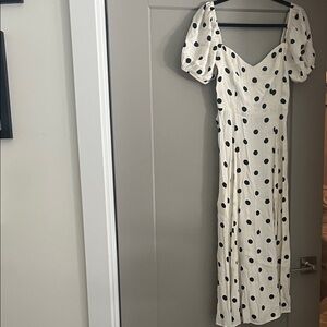 Reformation Black and White Polka Dot Midi Dress